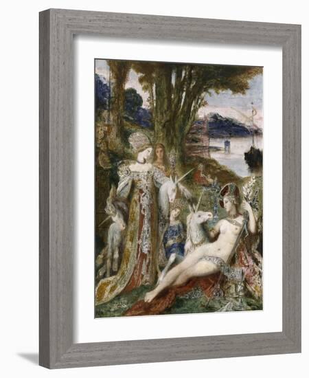 Les Licornes-Gustave Moreau-Framed Giclee Print