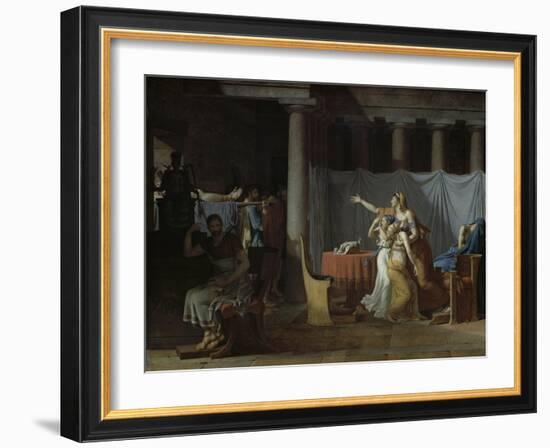 Les Licteurs Rapportent a Brutus les Corps de Ses-Jacques-Louis David-Framed Giclee Print