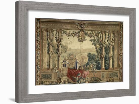 Les Maisons royales. Octobre, signe du Scorpion : promenade de Louis XIV en vue du château des-Brun Charles Le-Framed Giclee Print