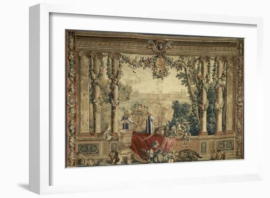 Les Maisons royales. Octobre, signe du Scorpion : promenade de Louis XIV en vue du château des-Brun Charles Le-Framed Giclee Print