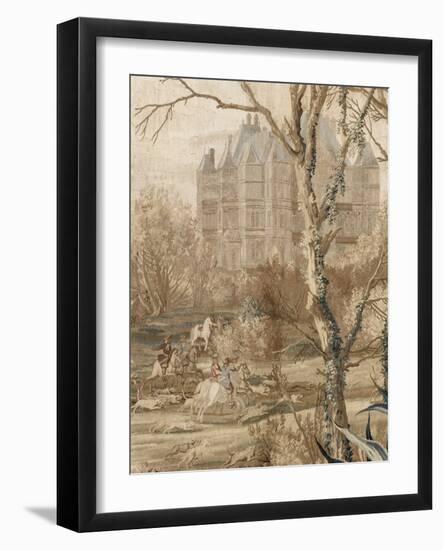 Les Maisons royales. Une entrefenêtre de la tenture. Une chasse en vue du château de Madrid-Charles Le Brun-Framed Giclee Print