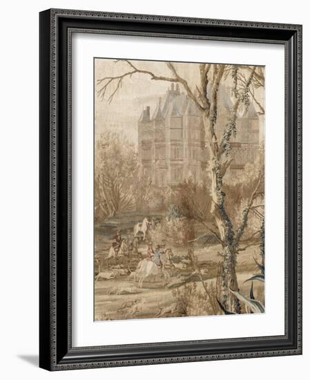 Les Maisons royales. Une entrefenêtre de la tenture. Une chasse en vue du château de Madrid-Charles Le Brun-Framed Giclee Print