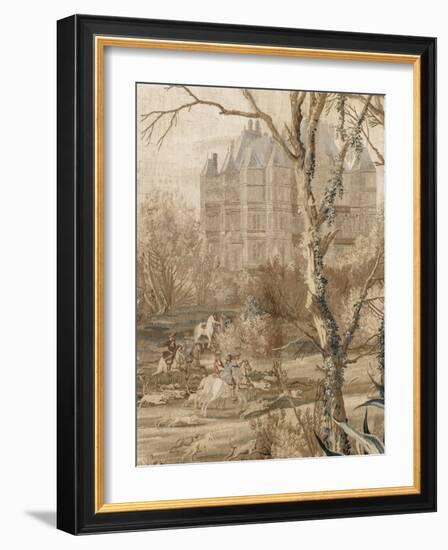 Les Maisons royales. Une entrefenêtre de la tenture. Une chasse en vue du château de Madrid-Charles Le Brun-Framed Giclee Print