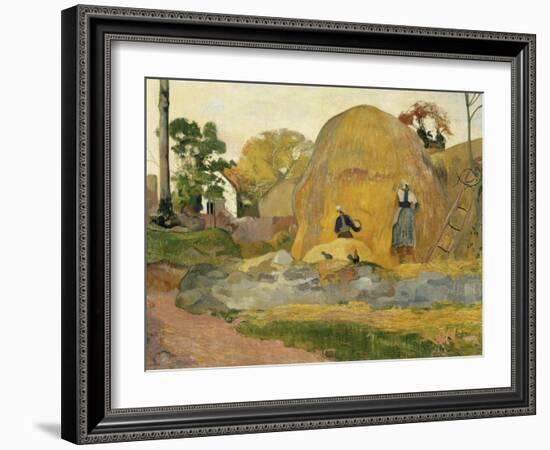 Les meules jaunes ou La moisson blonde-Paul Gauguin-Framed Giclee Print