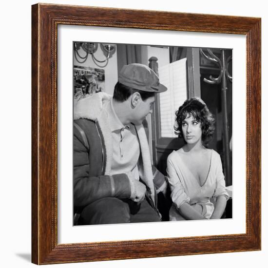 LES MORDUS (The Delinquents) by Rene Jolivet with Sacha Distel and Bernadette Lafont, 1960 (b/w pho-null-Framed Photo