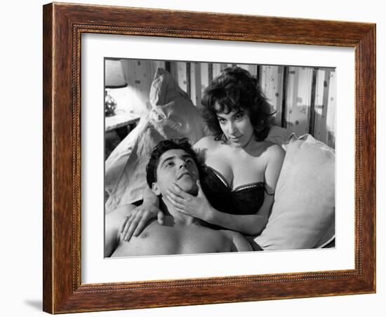 LES MORDUS (The Delinquents) by ReneJolivet with Bernadette Lafont and Sacha Distel, 1960 (b/w phot-null-Framed Photo