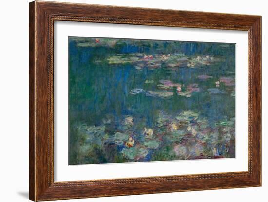 Les Nympheas, green reflections-water lillies, green reflections. Inv. 20102.-Claude Monet-Framed Giclee Print