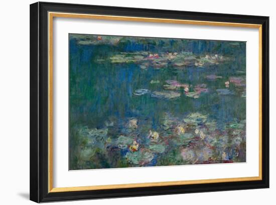 Les Nympheas, green reflections-water lillies, green reflections. Inv. 20102.-Claude Monet-Framed Giclee Print