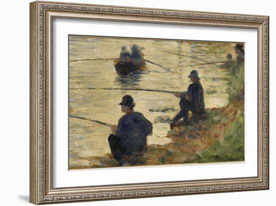 Les pêcheurs à la ligne, étude pour le Grande Jatte-Georges Seurat-Framed Giclee Print