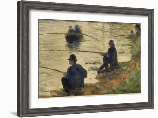 Les pêcheurs à la ligne, étude pour le Grande Jatte-Georges Seurat-Framed Giclee Print