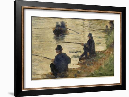 Les pêcheurs à la ligne, étude pour le Grande Jatte-Georges Seurat-Framed Giclee Print