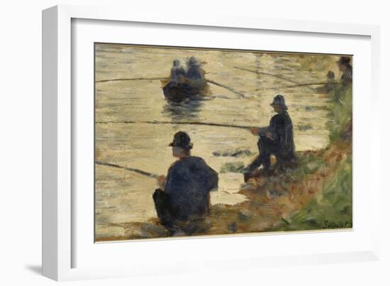 Les pêcheurs à la ligne, étude pour le Grande Jatte-Georges Seurat-Framed Giclee Print