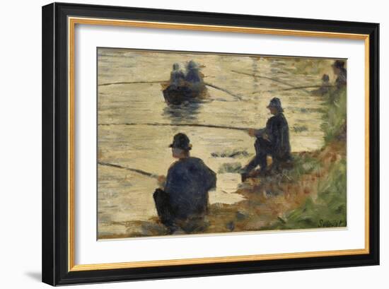 Les pêcheurs à la ligne, étude pour le Grande Jatte-Georges Seurat-Framed Giclee Print