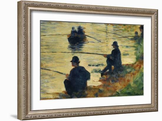 Les pecheurs a la ligne-fishermen; study for " La Grande Jatte", 1883-Georges Seurat-Framed Giclee Print