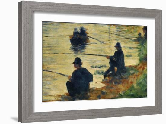 Les pecheurs a la ligne-fishermen; study for " La Grande Jatte", 1883-Georges Seurat-Framed Giclee Print