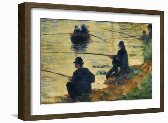 Les pecheurs a la ligne-fishermen; study for " La Grande Jatte", 1883-Georges Seurat-Framed Giclee Print