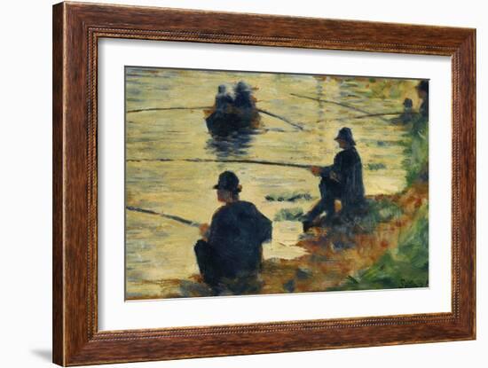 Les pecheurs a la ligne-fishermen; study for " La Grande Jatte", 1883-Georges Seurat-Framed Giclee Print