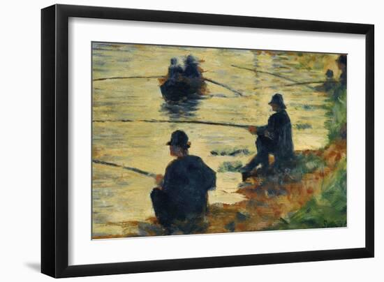 Les pecheurs a la ligne-fishermen; study for " La Grande Jatte", 1883-Georges Seurat-Framed Giclee Print