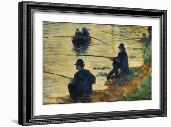 Les pecheurs a la ligne-fishermen; study for " La Grande Jatte", 1883-Georges Seurat-Framed Giclee Print