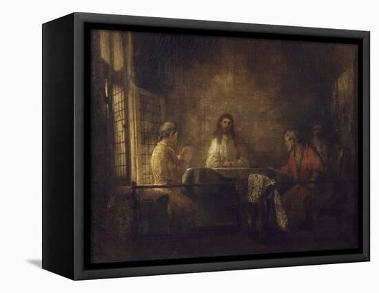 Les Pèlerins d'Emmaüs-Rembrandt van Rijn-Framed Premier Image Canvas