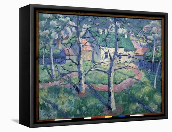 Les Pommiers En Fleurs (Apple Trees Blooming). Paysage De Campagne En Ete, Quelques Maisons, Un Che-Kazimir Severinovich Malevich-Framed Premier Image Canvas