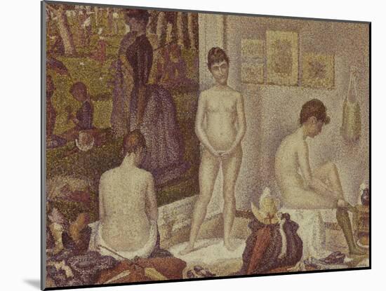 Les Poseuses Including a Reference to Dimanche Apres-Midi Sur la Grande Jatte, Umbrella-Georges Seurat-Mounted Giclee Print