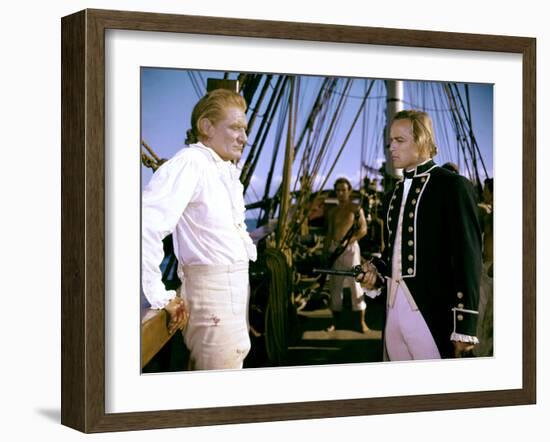 Les revoltes du Bounty Mutiny on the Bounty by LewisMilestone with Marlon Brando and Trevor Howard,-null-Framed Photo