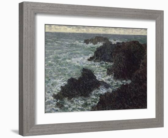 Les rochers de Belle-île, la Côte sauvage-Claude Monet-Framed Giclee Print