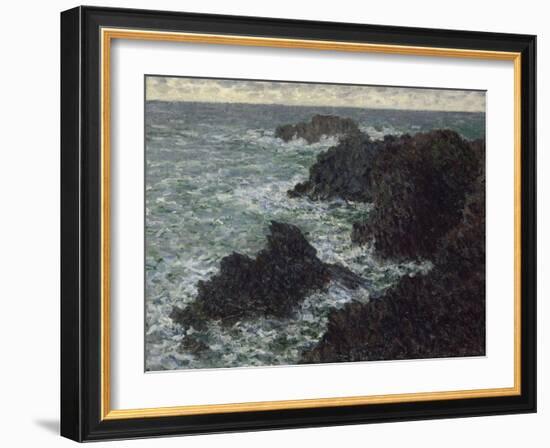 Les rochers de Belle-île, la Côte sauvage-Claude Monet-Framed Giclee Print