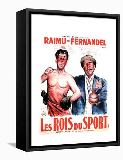 LES ROIS DU SPORT, French poster art, from left: Fernandel, Raimu, 1937-null-Framed Stretched Canvas