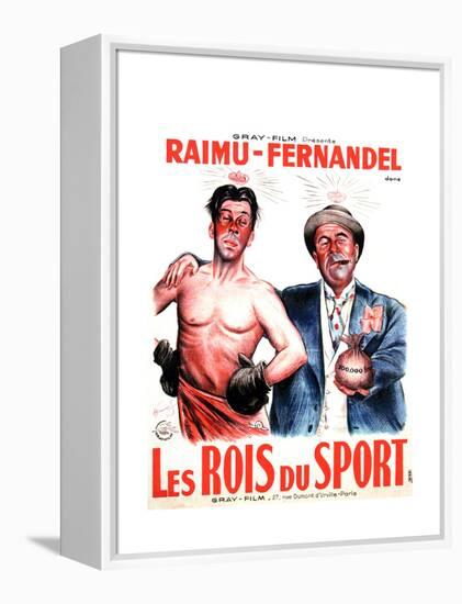 LES ROIS DU SPORT, French poster art, from left: Fernandel, Raimu, 1937-null-Framed Stretched Canvas