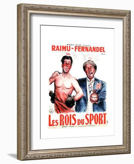 LES ROIS DU SPORT, French poster art, from left: Fernandel, Raimu, 1937-null-Framed Premium Giclee Print