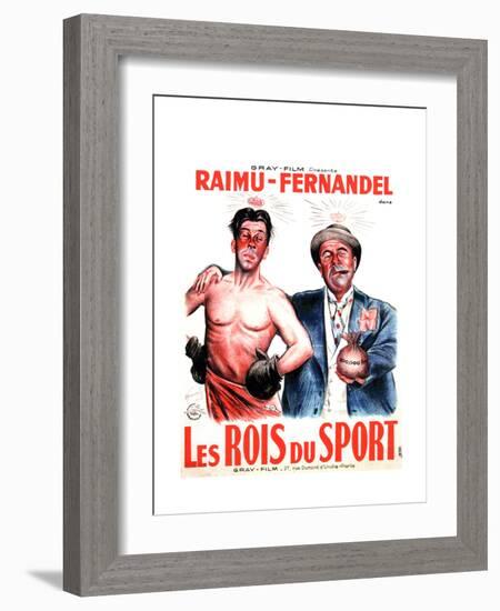 LES ROIS DU SPORT, French poster art, from left: Fernandel, Raimu, 1937-null-Framed Premium Giclee Print