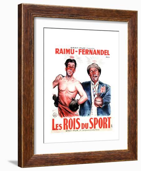 LES ROIS DU SPORT, French poster art, from left: Fernandel, Raimu, 1937-null-Framed Premium Giclee Print