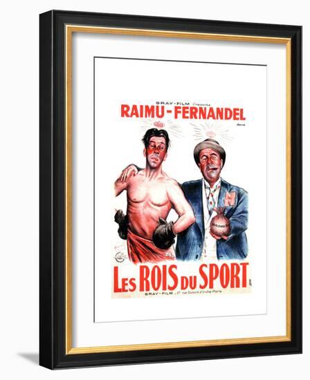 LES ROIS DU SPORT, French poster art, from left: Fernandel, Raimu, 1937-null-Framed Premium Giclee Print