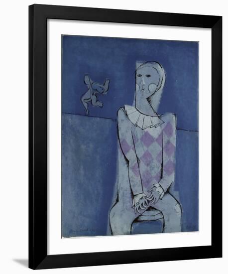 Les saltimbanques - l'Arlequin bleu-Samy Briss-Framed Limited Edition