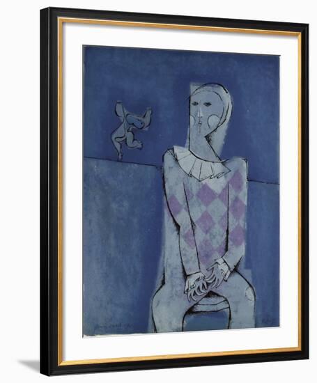 Les saltimbanques - l'Arlequin bleu-Samy Briss-Framed Limited Edition