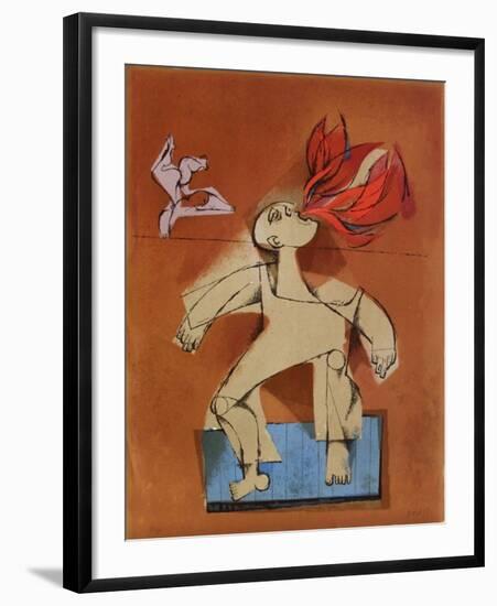 Les saltimbanques - le cracheur de feu-Samy Briss-Framed Limited Edition