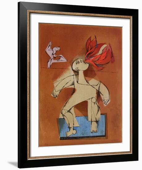 Les saltimbanques - le cracheur de feu-Samy Briss-Framed Limited Edition