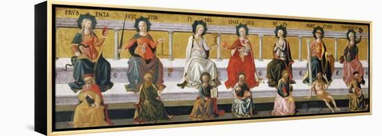 Les Sept Vertus  (Prudence, Justice, Foi, Charite, Esperance, Force, Temperance) Peinture De Franc-Francesco Di Stefano Pesellino-Framed Premier Image Canvas