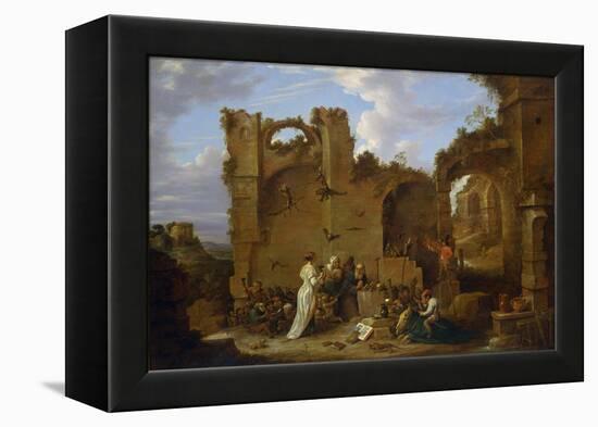 Les Tentations De Saint Antoine  L'ermite Saint Antoine Le Grand (251-356) (Ou Saint Antoine L'erm-David the Younger Teniers-Framed Premier Image Canvas