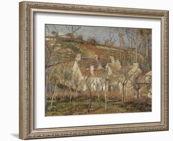 Les toits rouges, coin de village, effet d'hiver-Camille Pissarro-Framed Giclee Print