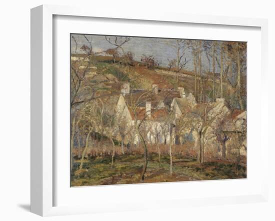 Les toits rouges, coin de village, effet d'hiver-Camille Pissarro-Framed Giclee Print