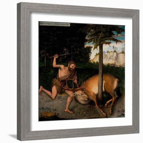 Les Travaux D'hercule : Hercule Et La Biche De Cerynie - Hercules Capturing the Ceryneian Hind (Fro-Lucas the Elder Cranach-Framed Giclee Print