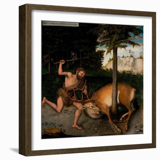 Les Travaux D'hercule : Hercule Et La Biche De Cerynie - Hercules Capturing the Ceryneian Hind (Fro-Lucas the Elder Cranach-Framed Giclee Print