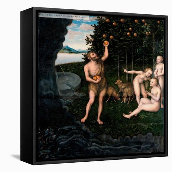 Les Travaux D'hercule : Hercule Volant Les Pommes Du Jardin Des Hesperides - Hercules Stealing the-Lucas the Elder Cranach-Framed Premier Image Canvas
