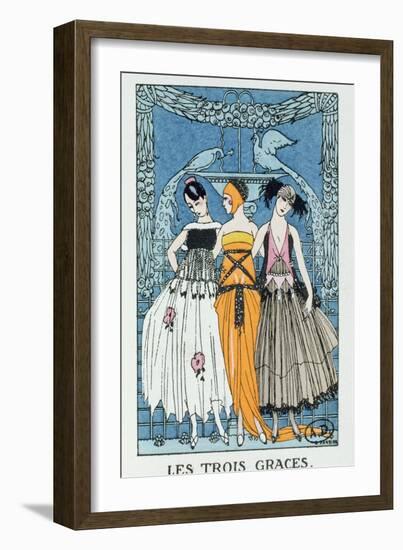 Les Trois Graces, 1918 (Colour Litho)-Georges Barbier-Framed Giclee Print