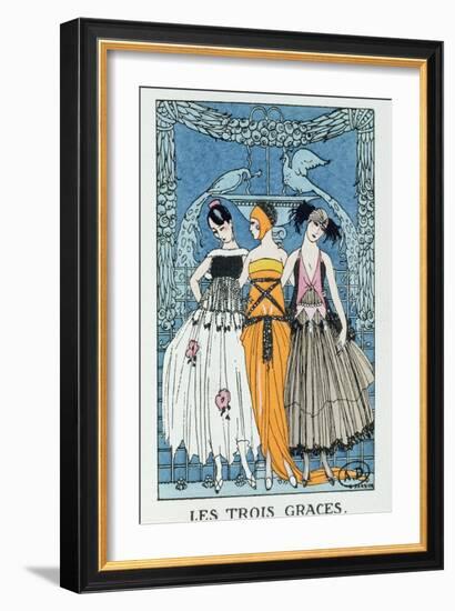 Les Trois Graces, 1918 (Colour Litho)-Georges Barbier-Framed Giclee Print