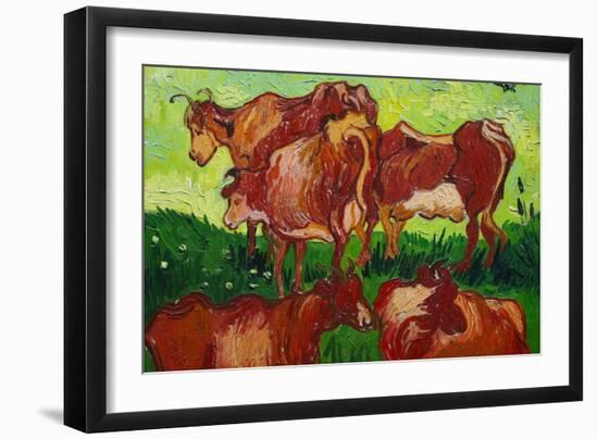 Les Vaches by Van Gogh-Vincent van Gogh-Framed Art Print