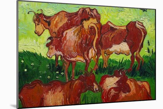 Les Vaches by Van Gogh-Vincent van Gogh-Mounted Art Print